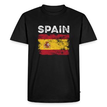 Spain Flag Distressed - Spanish Flag - Men's Premium Organic T-Shirt - black - Front - Nico (187cm)