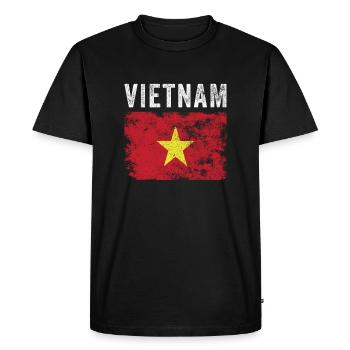 Vietnam Flag Distressed Vietnamese Flag - Men's Premium Organic T-Shirt - black - Front - Nico (187cm)
