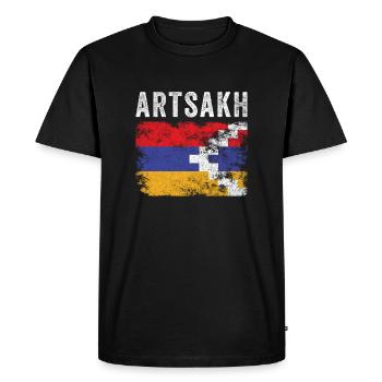 Artsakh Flag Distressed - Artsakhi Flag - Men's Premium Organic T-Shirt - black - Front - Nico (187cm)