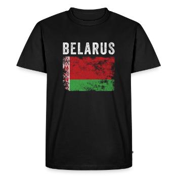 Belarus Flag Distressed Belarusian Flag - Men's Premium Organic T-Shirt - black - Front - Nico (187cm)