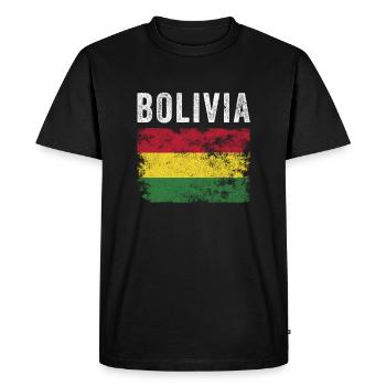 Drapeau bolivien en détresse - Drapeau bolivien - T-shirt Premium bio Homme - noir - Devant - Nico (187cm)