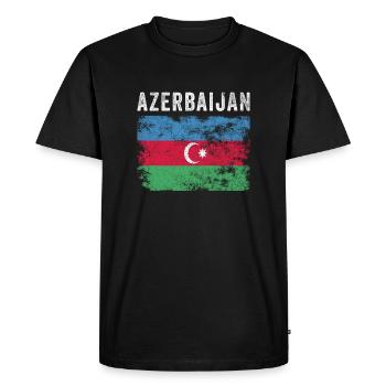 Azerbaijan Flag Distressed - Azeri Flag - Men's Premium Organic T-Shirt - black - Front - Nico (187cm)