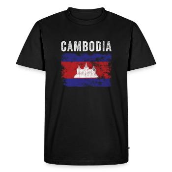 Drapeau du Cambodge Drapeau cambodgien en détresse - T-shirt Premium bio Homme - noir - Devant - Nico (187cm)