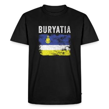 Drapeau bouriatie en détresse - Drapeau bouriate - T-shirt Premium bio Homme - noir - Devant - Nico (187cm)