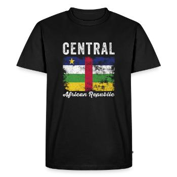 Central African Republic Flag Distressed - Men's Premium Organic T-Shirt - black - Front - Nico (187cm)