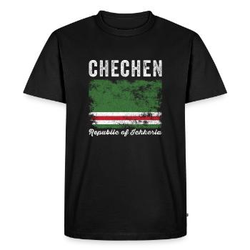 Drapeau tchétchène en détresse - Drapeau du Caucase - T-shirt Premium bio Homme - noir - Devant - Nico (187cm)