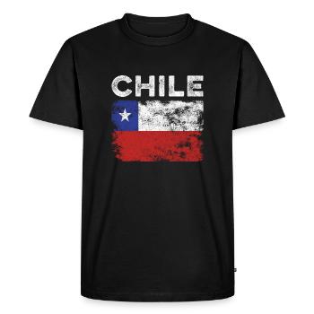 Drapeau chilien en détresse - Drapeau chilien - T-shirt Premium bio Homme - noir - Devant - Nico (187cm)