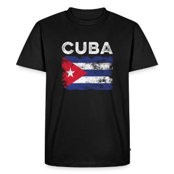 Cuba Flag Distressed - Cuban Flag - Men's Premium Organic T-Shirt - black - Front - Nico (187cm)