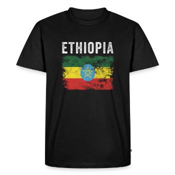 Drapeau éthiopien En détresse Drapeau éthiopien - T-shirt Premium bio Homme - noir - Devant - Nico (187cm)