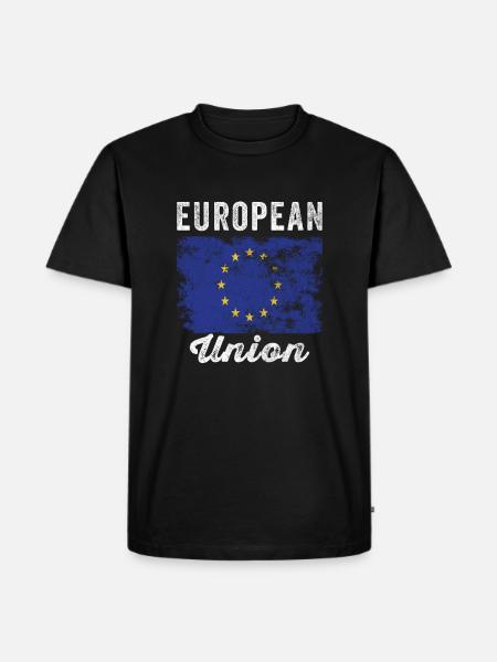 European Union Flag Distressed - Men's Premium Organic T-Shirt - black