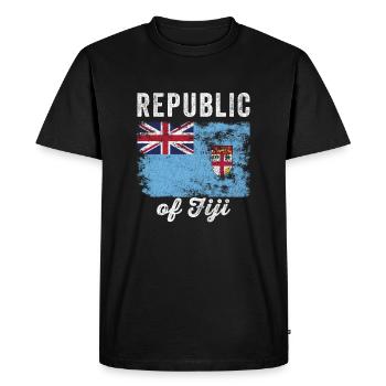 Drapeau fidjien en détresse - Drapeau fidjien - T-shirt Premium bio Homme - noir - Devant - Nico (187cm)