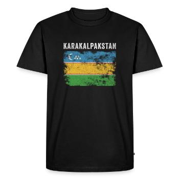 Drapeau du Karakalpakstan en détresse - T-shirt Premium bio Homme - noir - Devant - Nico (187cm)