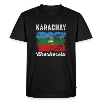 Karachay Cherkessia Drapeau en détresse - T-shirt Premium bio Homme - noir - Devant - Nico (187cm)