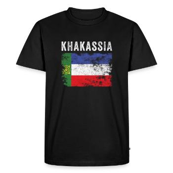 Drapeau Khakassia en détresse - Drapeau Khakas - T-shirt Premium bio Homme - noir - Devant - Nico (187cm)