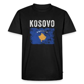Kosovo Flag Distressed - Kosovar Flag - Men's Premium Organic T-Shirt - black - Front - Nico (187cm)