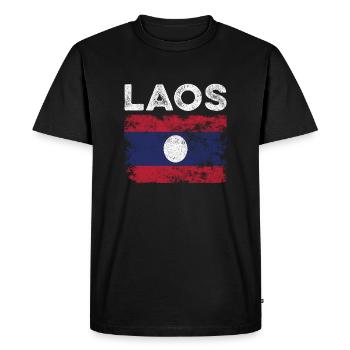 Drapeau du Laos en détresse - Drapeau du Laos - T-shirt Premium bio Homme - noir - Devant - Nico (187cm)