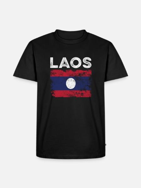Laos Flag Distressed - Lao Flag - Men's Premium Organic T-Shirt - black