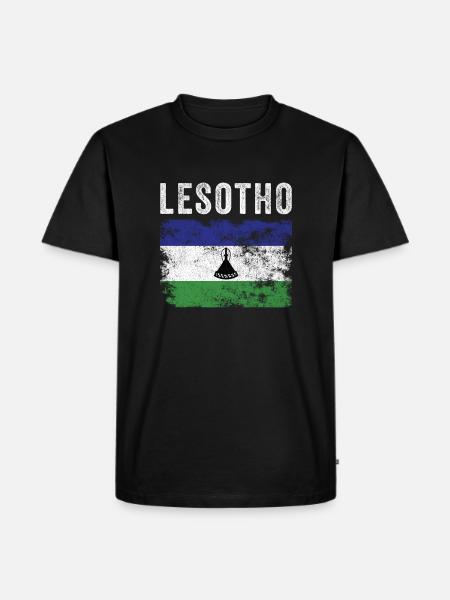 Lesotho Flag Distressed - Basotho Flag - Men's Premium Organic T-Shirt - black