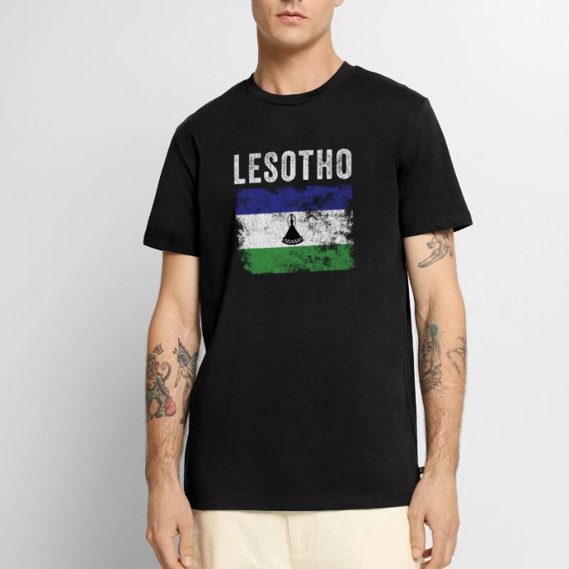 Lesotho Flag Distressed - Basotho Flag Männer Premium Bio T-Shirt