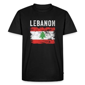 Lebanon Flag Distressed - Lebanese Flag - Men's Premium Organic T-Shirt - black - Front - Nico (187cm)