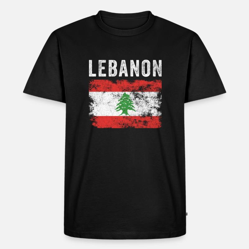 Libanon Flagge Distressed - Libanesische Flagge - Männer Premium Bio T-Shirt - Schwarz