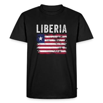 Drapeau libérien en détresse - Drapeau libérien - T-shirt Premium bio Homme - noir - Devant - Nico (187cm)