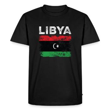 Libya Flag Distressed - Libyan Flag - Men's Premium Organic T-Shirt - black - Front - Nico (187cm)