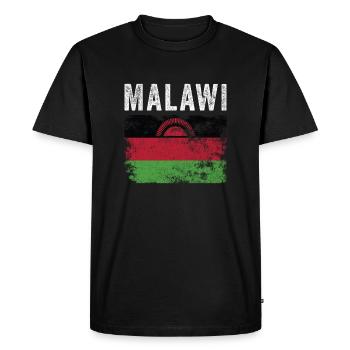Malawi Flag Distressed - Malawian Flag - Men's Premium Organic T-Shirt - black - Front - Nico (187cm)