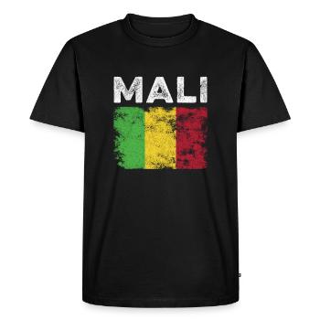 Drapeau du Mali en détresse - Drapeau malien - T-shirt Premium bio Homme - noir - Devant - Nico (187cm)