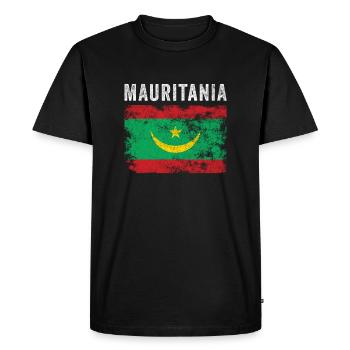 Mauritania Flag Vintage Mauritanian Flag - Men's Premium Organic T-Shirt - black - Front - Nico (187cm)