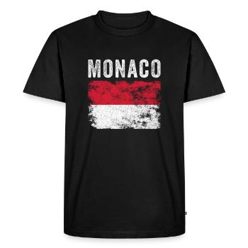 Monaco Flag Distressed - Monacan Flag - Men's Premium Organic T-Shirt - black - Front - Nico (187cm)