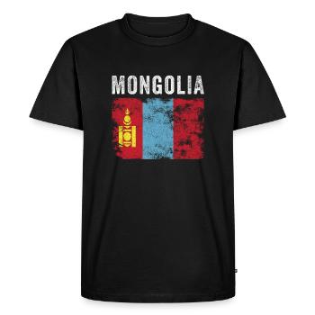 Drapeau de la Mongolie Drapeau mongol en détresse - T-shirt Premium bio Homme - noir - Devant - Nico (187cm)