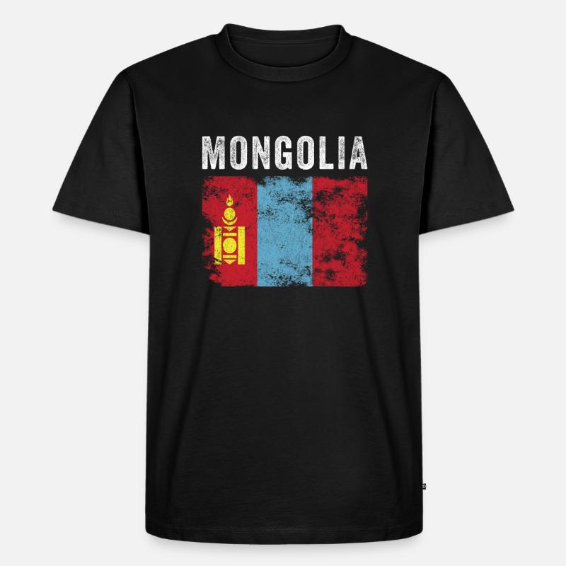 Mongolei Flagge Distressed Mongolische Flagge - Männer Premium Bio T-Shirt - Schwarz
