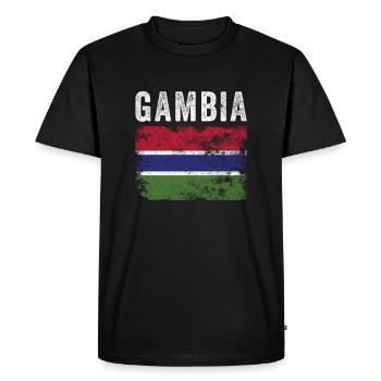 Drapeau gambien en détresse - Drapeau gambien - T-shirt Premium bio Homme - noir - Devant - Nico (187cm)