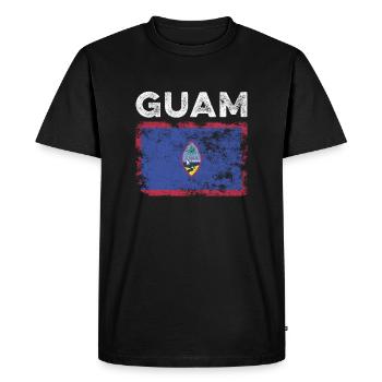 Guam Flag Distressed - Guamanian Flag - Men's Premium Organic T-Shirt - black - Front - Nico (187cm)