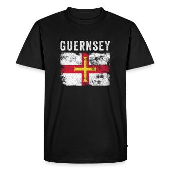 Drapeau de Guernesey en détresse - Drapeau de Guernesey - T-shirt Premium bio Homme - noir - Devant - Nico (187cm)