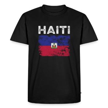 Drapeau haïtien en détresse - Drapeau haïtien - T-shirt Premium bio Homme - noir - Devant - Nico (187cm)