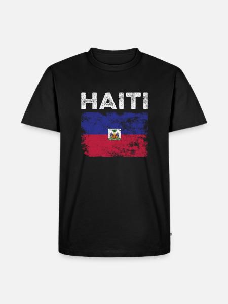 Haiti Flag Distressed - Haitian Flag - Men's Premium Organic T-Shirt - black