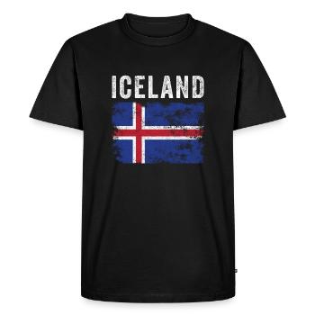 Drapeau islandais en détresse - Drapeau islandais - T-shirt Premium bio Homme - noir - Devant - Nico (187cm)