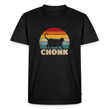Chonk Clothing Distressed 70s Retro Style Funny - Men's Premium Organic T-Shirt - black - Front - Nico (187cm)