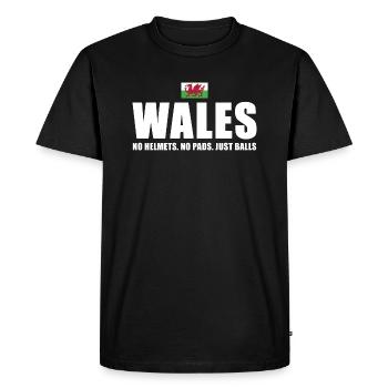 Pas de casques pas de coussinets juste des ballons Pays de Galles Rugby - T-shirt Premium bio Homme - noir - Devant - Nico (187cm)