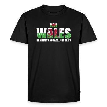 Pas de casques pas de coussinets juste des ballons Pays de Galles Rugby - T-shirt Premium bio Homme - noir - Devant - Nico (187cm)
