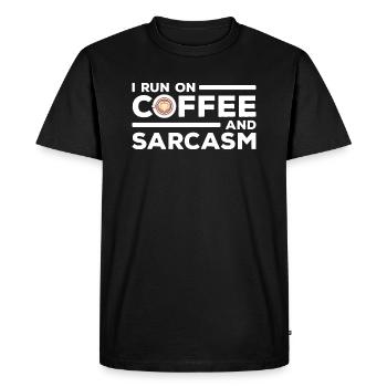 Kaffee und Sarkasmus Je cours sur le café et le sarcasme - T-shirt Premium bio Homme - noir - Devant - Nico (187cm)