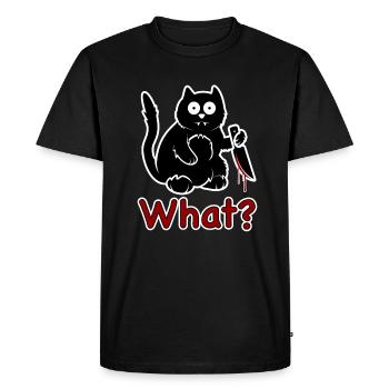 chat quoi? - T-shirt Premium bio Homme - noir - Devant - Nico (187cm)