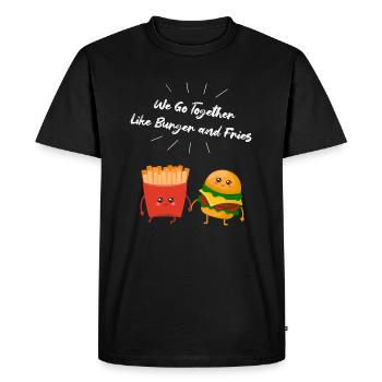 Burger & Fries Couple Gift for Fries Lovers - Men's Premium Organic T-Shirt - black - Front - Nico (187cm)