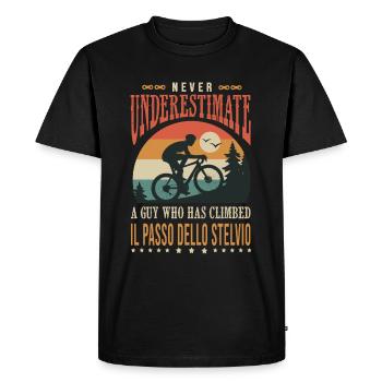 a guy who has climbed Il passo dello Stelvio velo - T-shirt Premium bio Homme - noir - Devant - Nico (187cm)