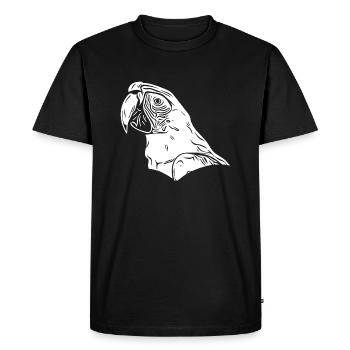 Perroquet Vintage Portrait Dessin d’oiseau - T-shirt Premium bio Homme - noir - Devant - Nico (187cm)