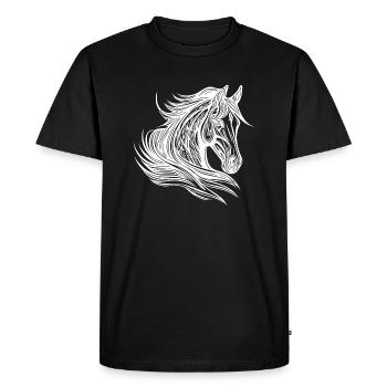 Fier portrait d’étalon avec crinière dans les chevaux du vent - T-shirt Premium bio Homme - noir - Devant - Nico (187cm)