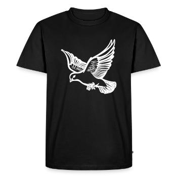 Pigeon volant sur de grandes ailes larges - T-shirt Premium bio Homme - noir - Devant - Nico (187cm)