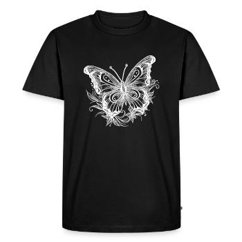 Style Tatouage de fleur Papillon - T-shirt Premium bio Homme - noir - Devant - Nico (187cm)